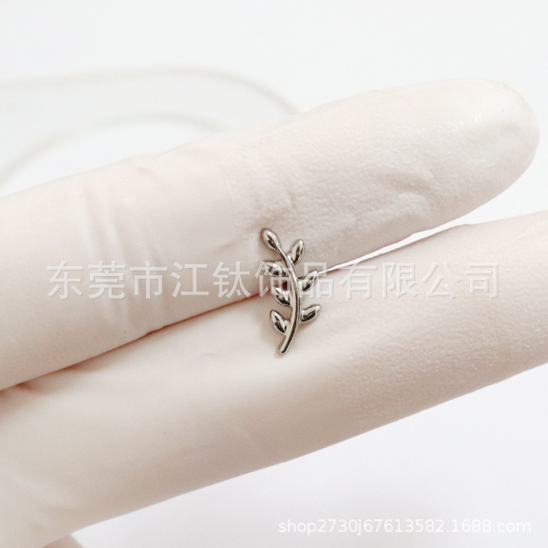 F136 Titanium Leaf Ear Studs Lip Nails G23 Titanium Alloy Body Piercing Jewelry Ear Bone Nails - Image 4