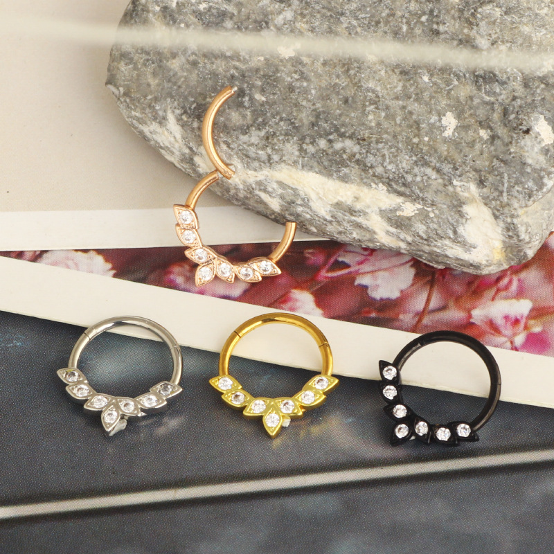 Personalized Star Nose Ring Nose Clip Ear Cartilage Piercing Jewelry Rose Gold 1.2x10mm Stainless Steel - Image 4