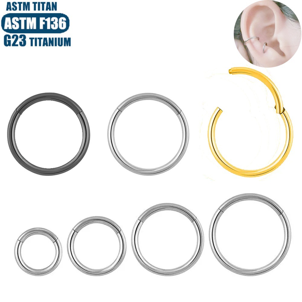 F136 Titanium Alloy Nose Ring Zircon Earrings CNC Seamless Ring Septum Piercing Ear Bone Ring - Image 3