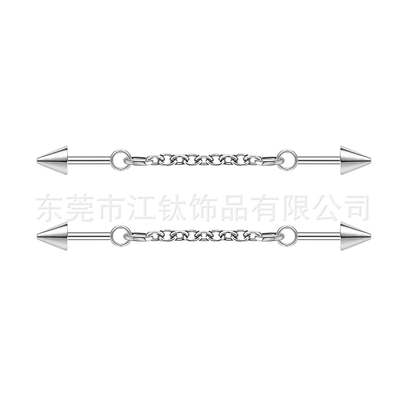 G23 Titanium Ear Bridge Pointed Cone Ball Chain Removable Piercing Jewelry - Image 5