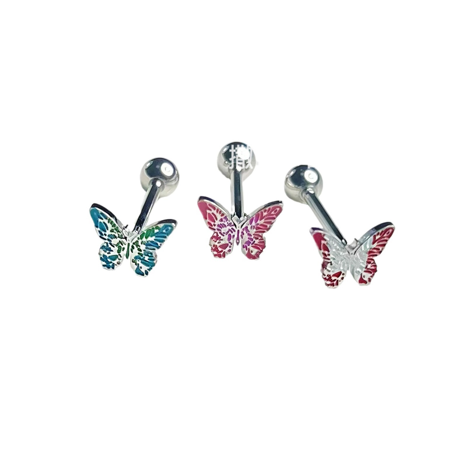 Bingya Butterfly Tongue Nail 14G External Thread Titanium Steel Sweet Cool Tongue Ring Piercing Jewelry Wholesale - Image 5