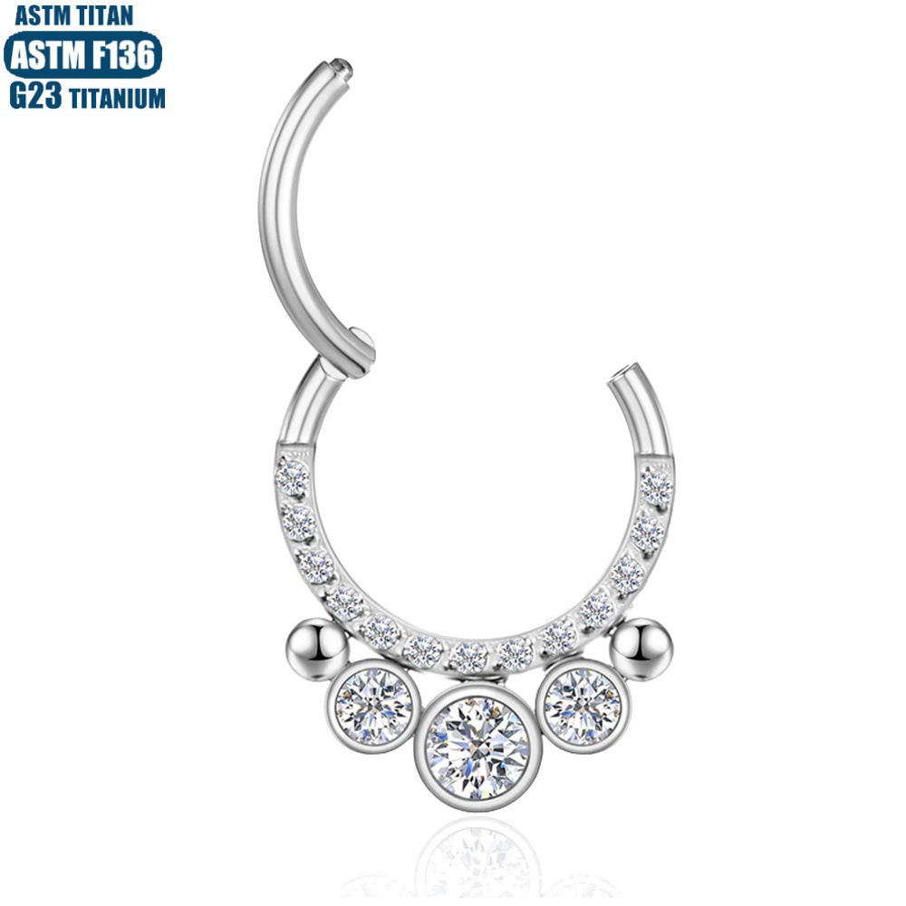 G23 Titanium Nose Ring Nasal Septum Ring Zircon Welding Beads Seamless Ring Body Piercing Jewelry Tragus Earrings Earrings - Image 4