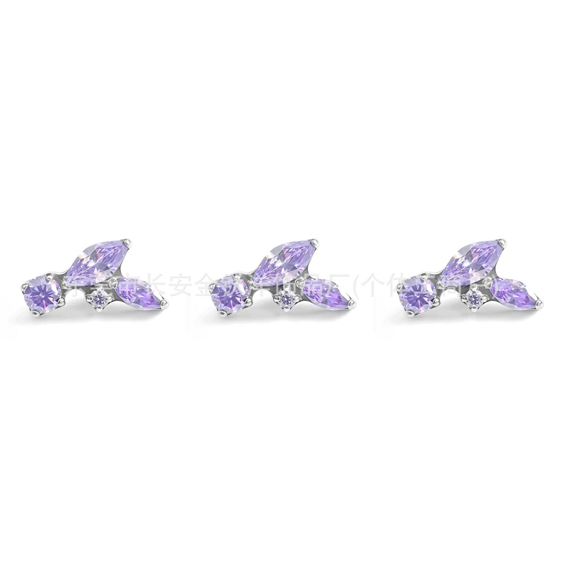 F136 Titanium Marquise Round Zircon Lip Piercing Ear Stud Ear Bone Stud G23 Titanium Alloy Body Piercing Jewelry - Image 3