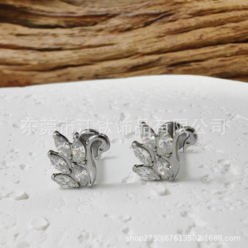 G23 Titanium Swan Zircon Lip Nail Ear Cuff Cross-border Body Piercing Jewelry - Image 4