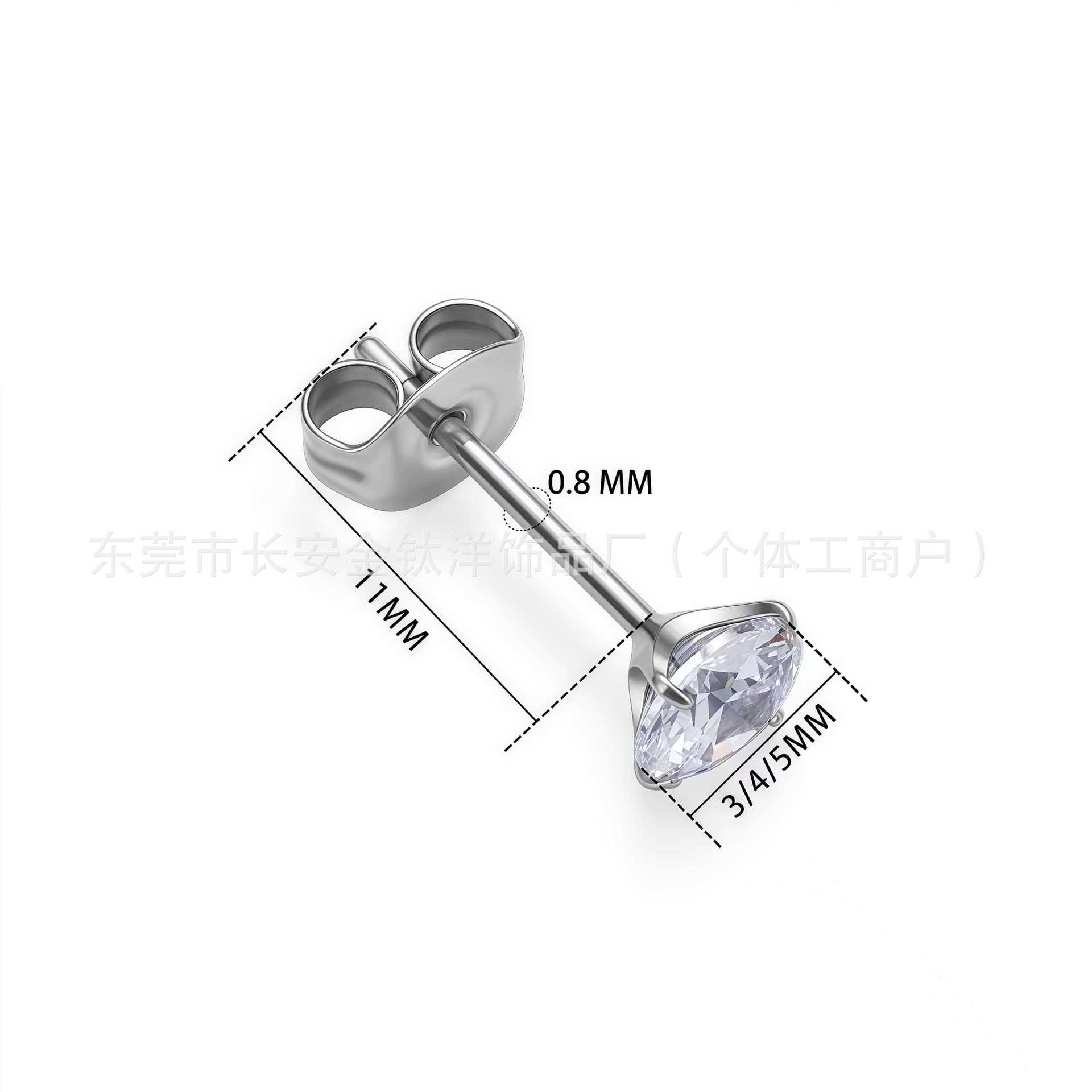 F136 Titanium 5A Zircon Butterfly Buckle Fine Needle One-Piece Earplugs Ear Bone Nail G23 Titanium Alloy Piercing Jewelry Ear Studs - Image 3