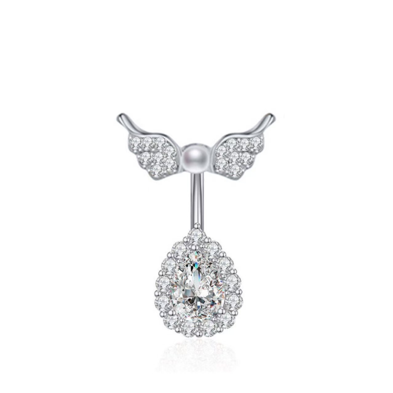 Butterfly Wings Pearl Zircon Stainless Steel Belly Button Ring Copper Body Piercing Jewelry - Image 3