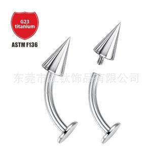 F136 Titanium Lip Nail Pointed Cone Flat Devil Nail G23 Titanium Alloy Human Body Piercing Ear Bone Nail