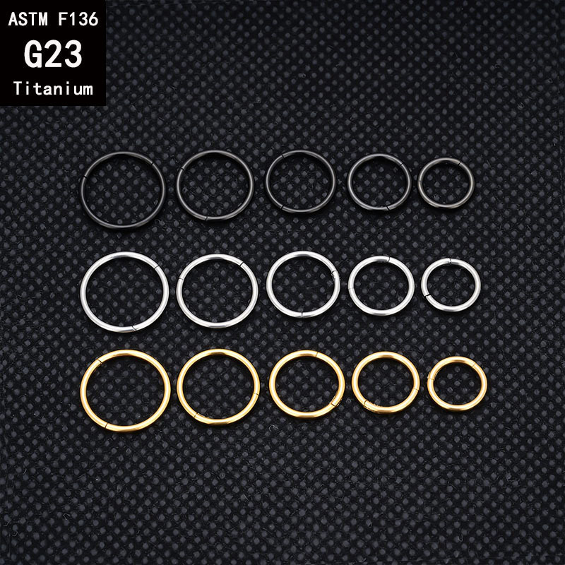 G23 Titanium Seamless Closed Ring Nose Hoop - 16G 1.6mm Black Cartilage Earring Body Piercing Jewelry - Image 4