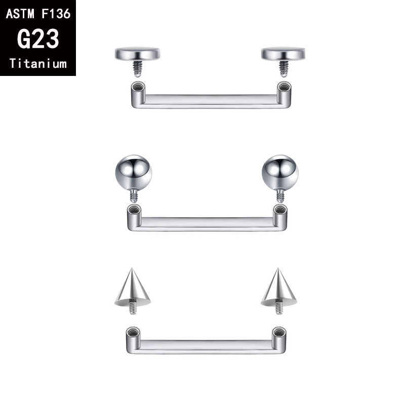 G23 Titanium Internal Thread Right Angle Nail Base F136 Titanium Alloy Nail Clavicle Nail Double-Ended Implant Body Piercing Nail - Image 3