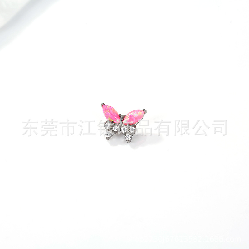 G23 Titanium Butterfly Opal Lip Labret Stud Cartilage Ear Piercing Jewelry - Image 3