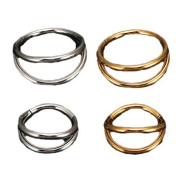 Stainless Steel Septum Ring Closed Hoop Earrings Ear Nail Piercing Jewelry Double Ring Geometric Style - Image 5