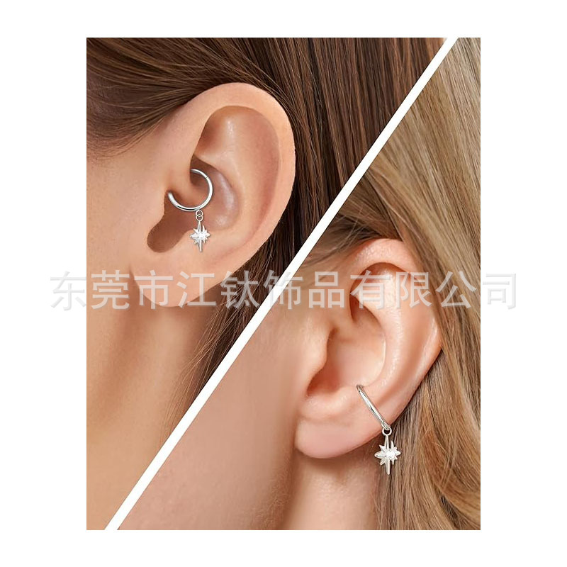 Titanium Rhombus Zircon Pendant Earrings G23 Titanium Closed Ring Customized Drawing Samples - Image 3