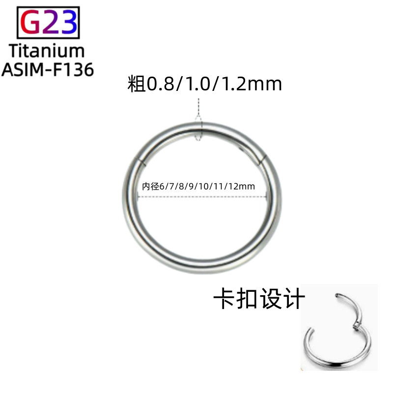 F136 Titanium Seamless Ring Nose Ring Plain Ring Earrings Lip Ring G23 Titanium Alloy Body Piercing Jewelry Closed Ring - Image 4