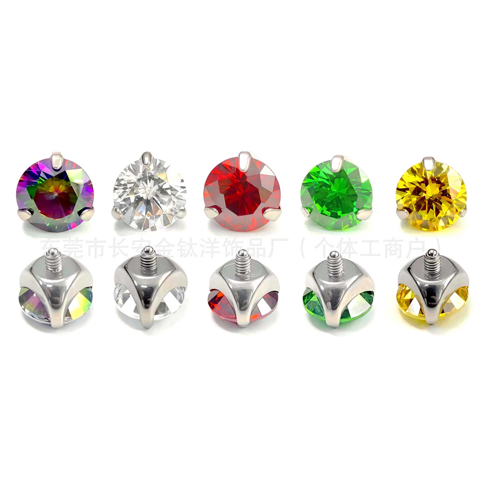 F136 Titanium Three-Prong Zirconia Tongue Stud, Ear Stud, Lip Stud - G23 Titanium Alloy Body Piercing Jewelry for Cartilage Ear Stud - Image 4