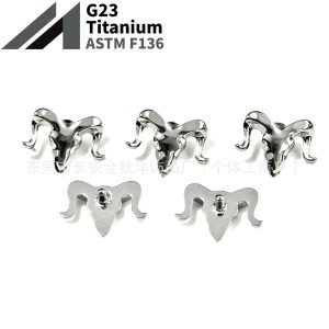 F136 Titanium Carved 3D Bull Head Nose Stud & Ear Stud, G23 Titanium Alloy Cartilage Jewelry