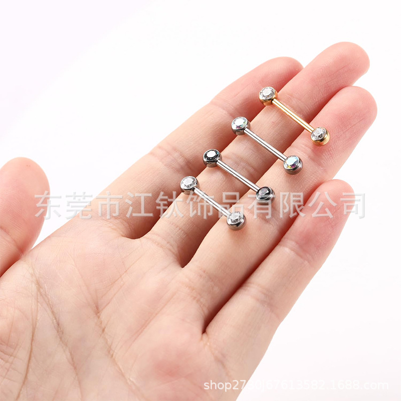G23 Titanium Rolling Ring Pin Package Drill Zircon Ball Body Piercing Jewelry - Jiang Ti - Image 2