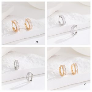Gold Geometric Ear Studs Zircon Inlay Earrings for Men Women Fashion Jewelry