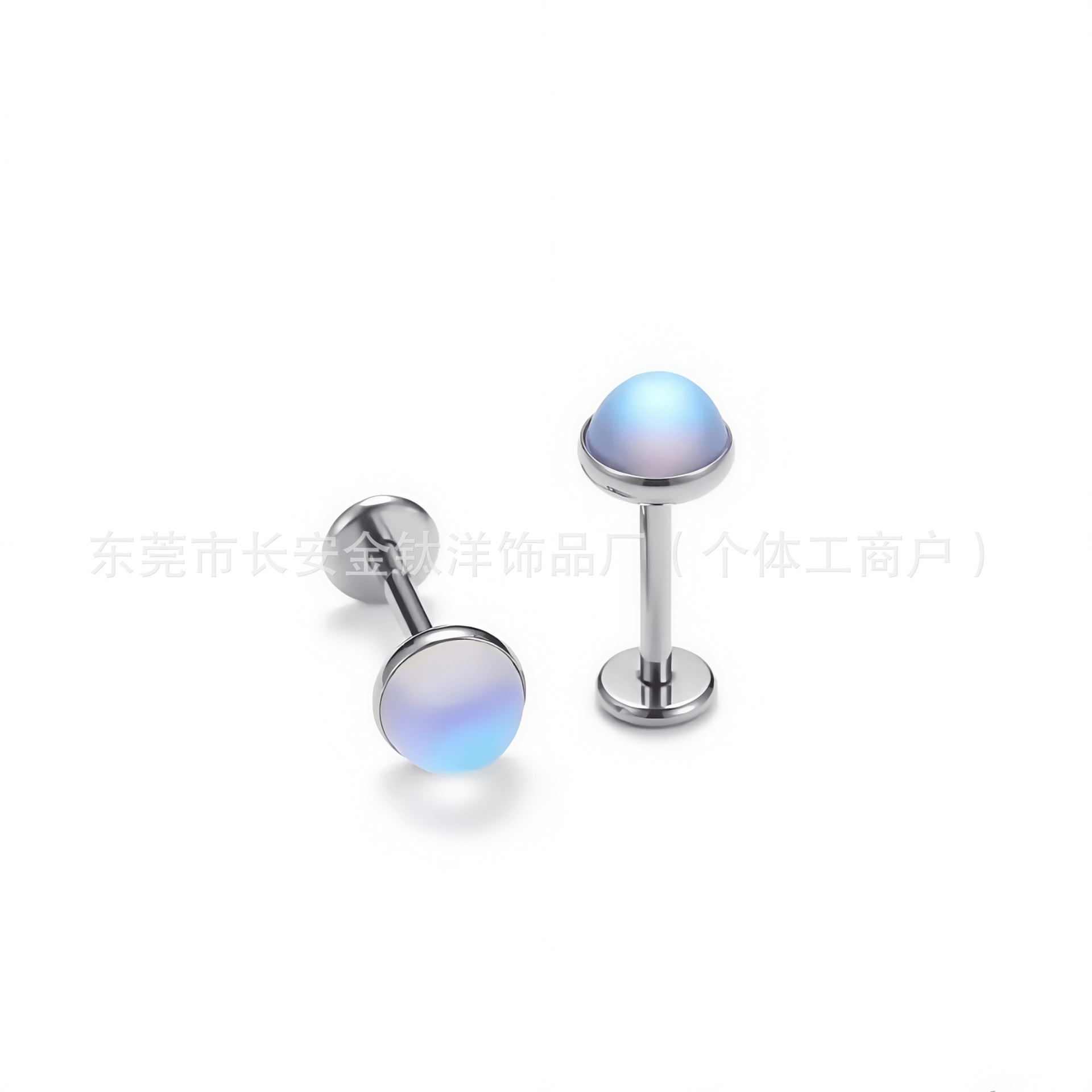 F136 Titanium Moonstone Sand Surface Opal Nose Stud Lip Stud Tongue Stud G23 Titanium Alloy Piercing Jewelry Ear Bone Stud - Image 2