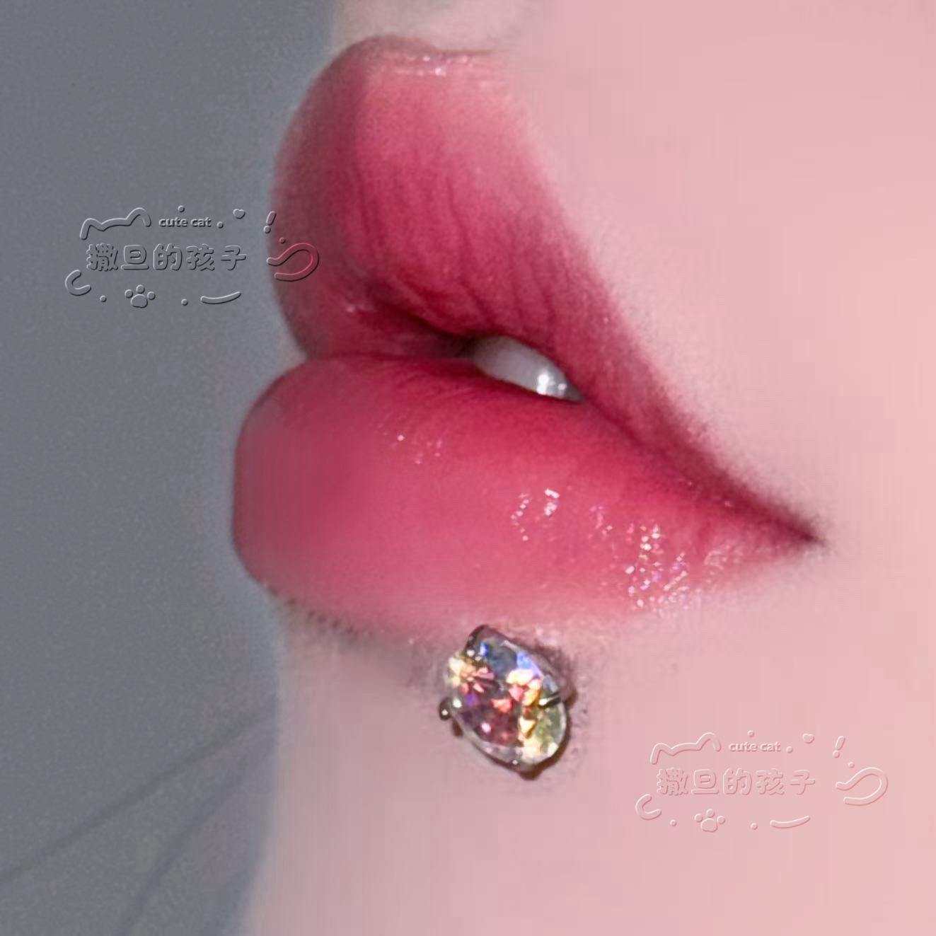 Satan's Child Senior Art Student F136 Titanium Alloy Lip Stud Big Sparkling Diamond Lip Piercing Ring Ear Cartilage Stud - Image 4