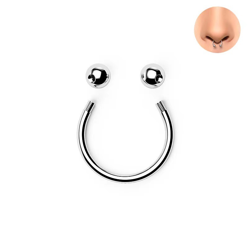 G23 Titanium External Thread Pointed Cone Ball Horseshoe Nose Septum Ring - F136 Piercing Jewelry Nose Stud - Image 3