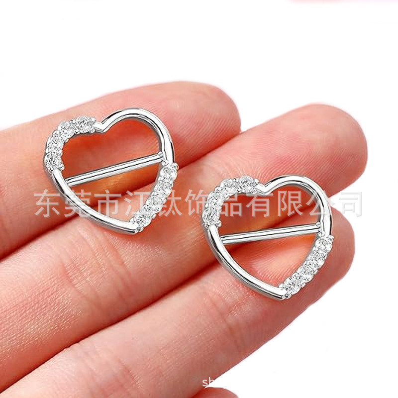 G23 Titanium Heart Nipple Ring 14G Polished Gold Body Piercing Jewelry - Image 2