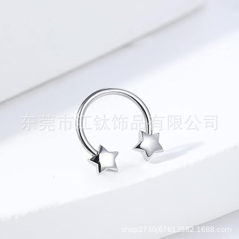 G23 Titanium Star Earrings ASTM F136 Titanium Alloy Body Piercing Jewelry for Lip Nail Customized - Image 2