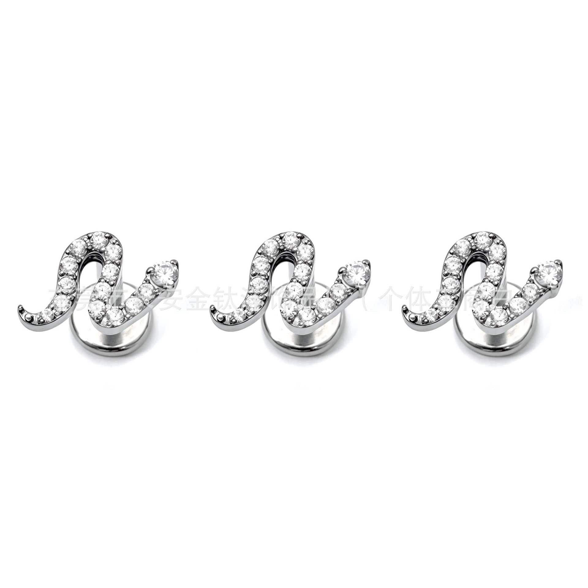 F136 Titanium Internal Thread Snake-Shaped Zircon Ear Studs Cochlear Studs G23 Titanium Alloy Body Piercing Ear Bone Jewelry - Image 4