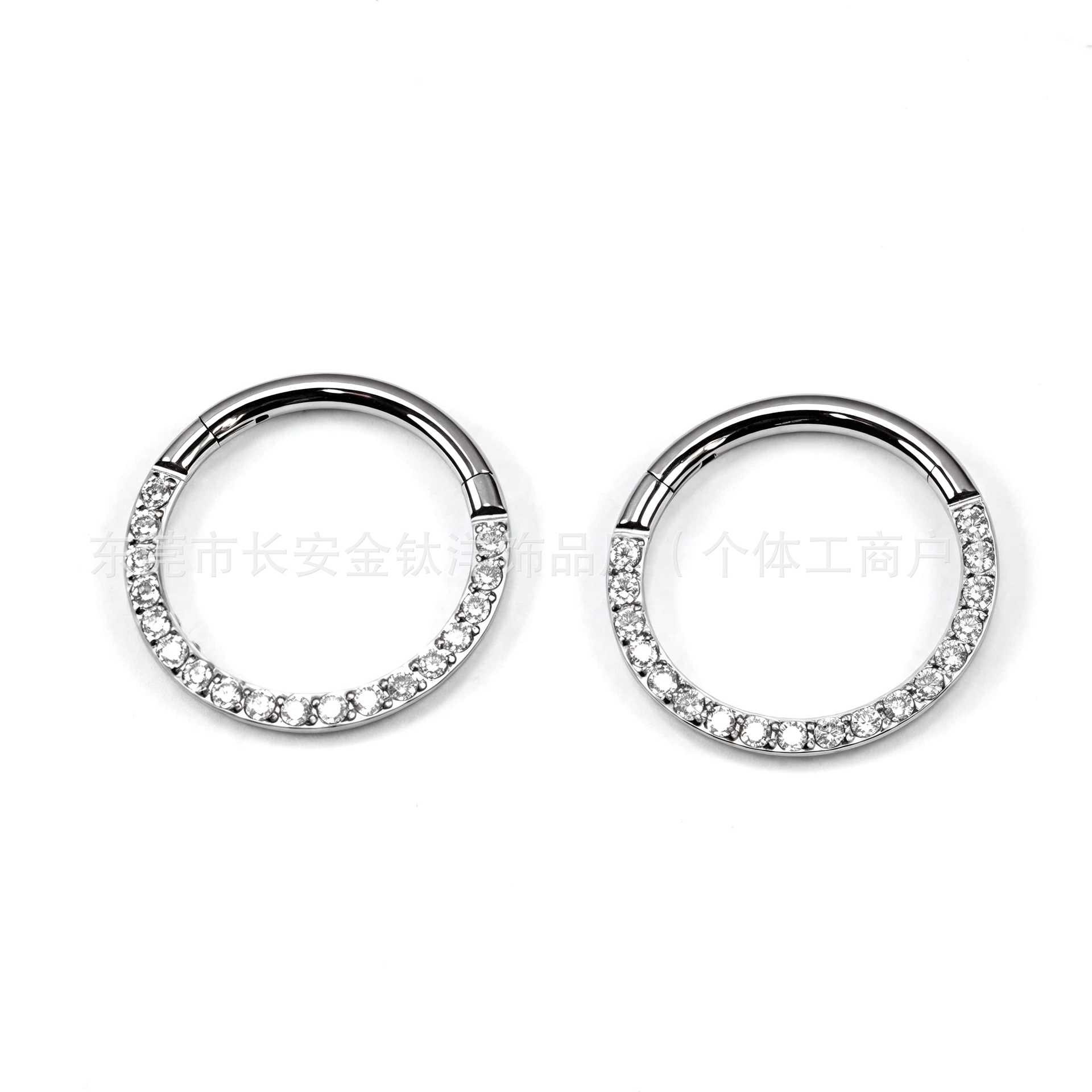 F136 Titanium Side-Set Closed Ring with Diamond Nose Ring Ear Bone Ring G23 Titanium Alloy Piercing Jewelry - Image 5