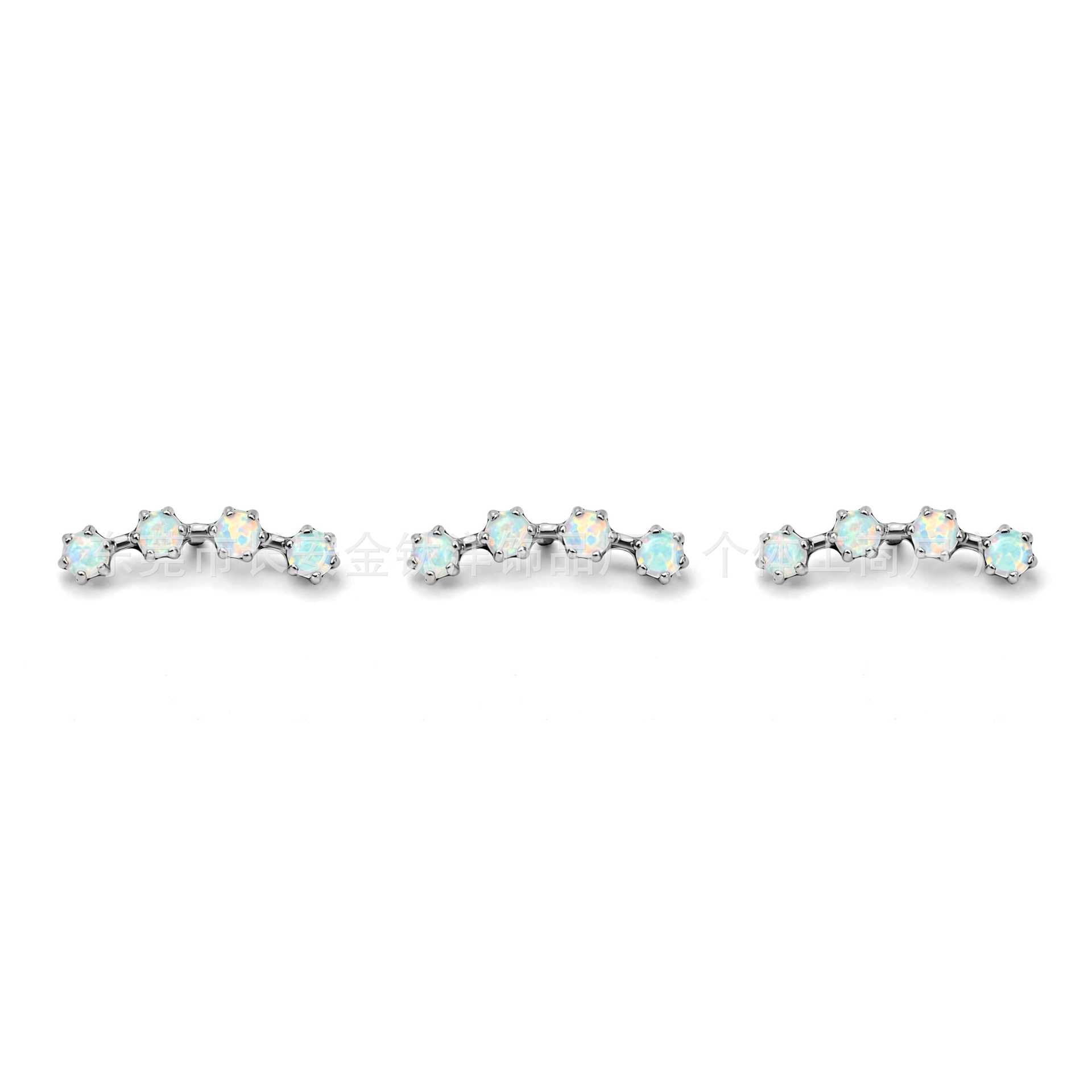 F136 Titanium Four-Row Zircon Lip Piercing, Ear Stud, Ear Conch Stud, Ear Cartilage Stud, G23 Titanium Alloy Piercing Jewelry - Image 3