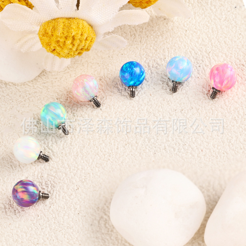 F136 Titanium Alloy Opal Ball Outer Teeth Tongue Barbell Lip Nail Tongue Nail Buried Nail Accessories - Image 2