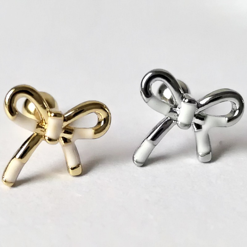 Sweet Cool Personality Titanium Steel Ear Bone Nails Dripping Oil Bow Screw Earrings Unique Niche Design - Image 5