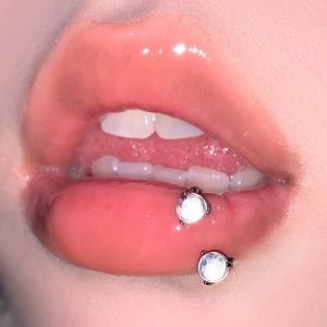 Three-Claw Round Bead Titanium Steel Lip Ring Punk Ear Bone Nail Internally Threaded Flat Bottom Hot Girl Piercing Jewelry