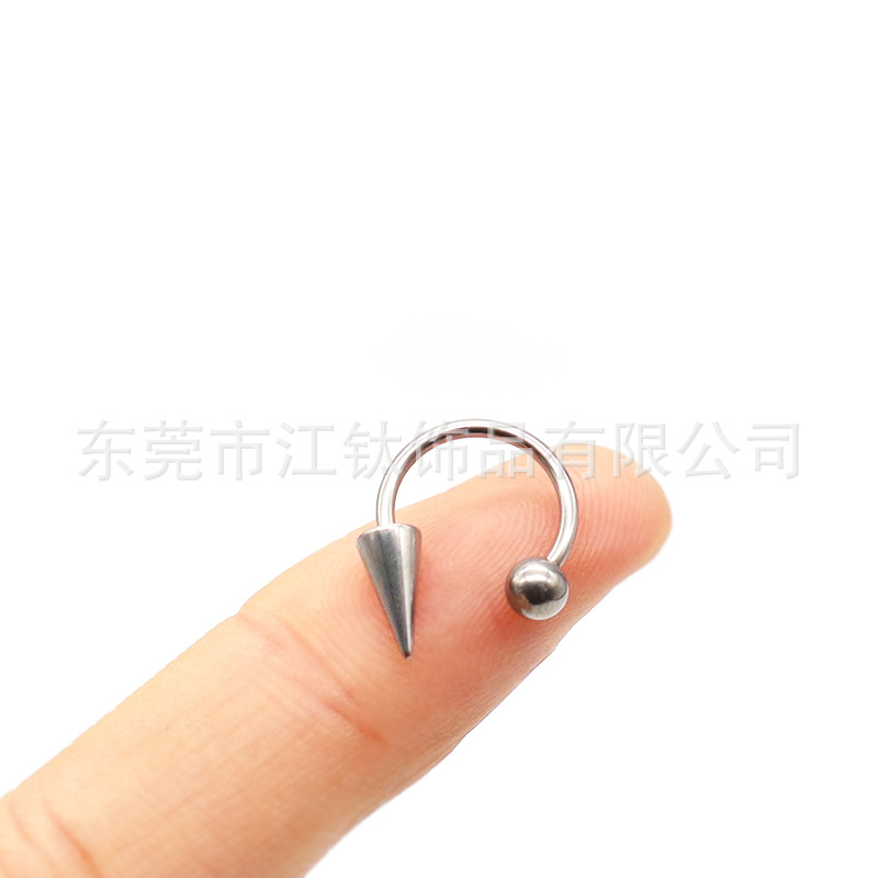 F136 Titanium C-Shape Lip Ring Ball Spike Cone Horseshoe Ring Punk Stud Earrings G23 Titanium Alloy Piercing Jewelry for Ear Nose - Image 4