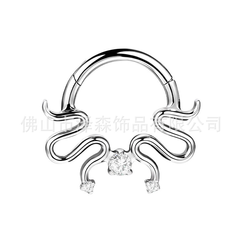 F136 Titanium Alloy Nose Ring with Diamonds - Seamless Nose Stud Hypoallergenic Body Piercing Jewelry - Image 5