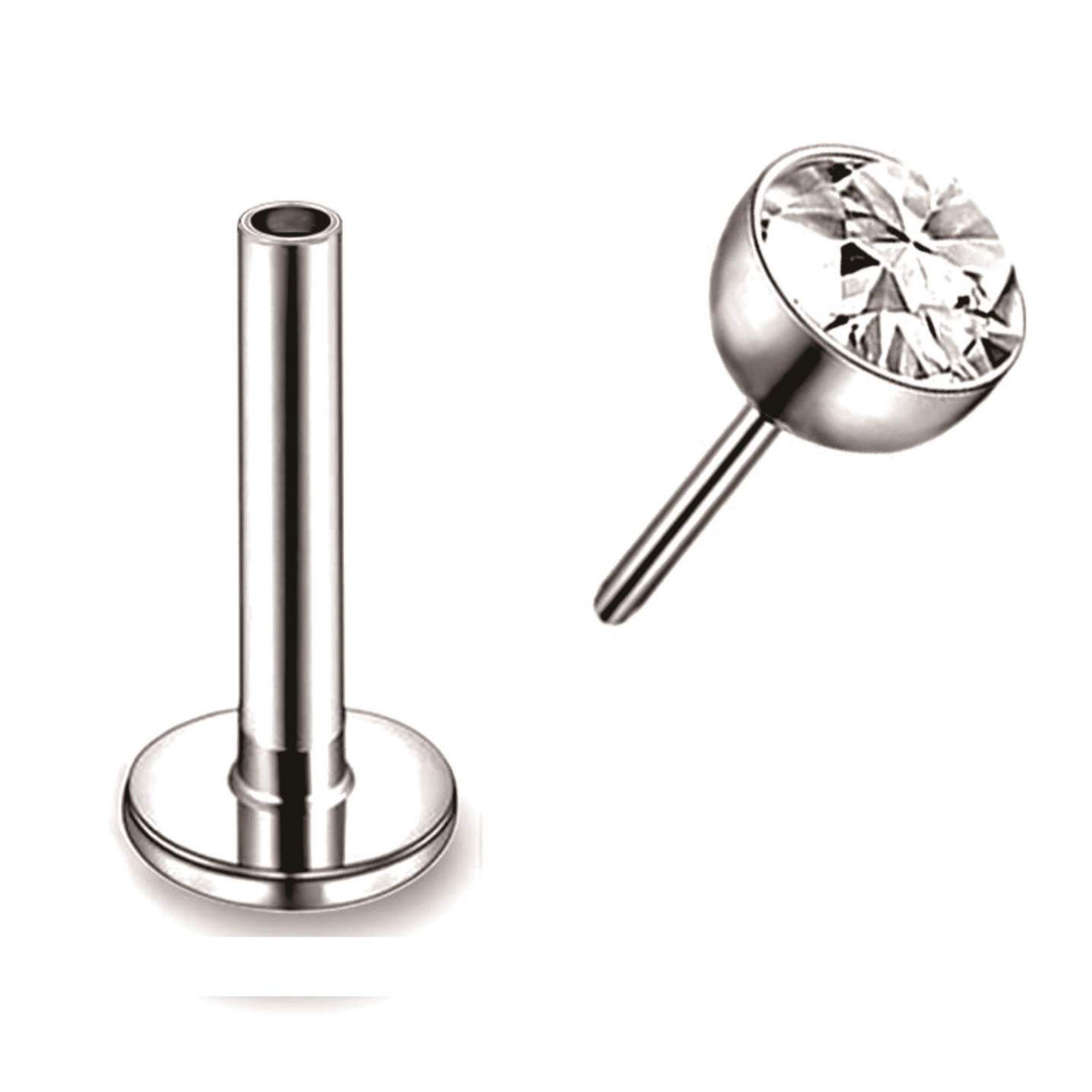 G23 Titanium Pin Package Zircon Earrings Plug-in Labret Stud Super Flash Bowl-shaped Drill Cup Plug-in Piercing Jewelry - Image 4