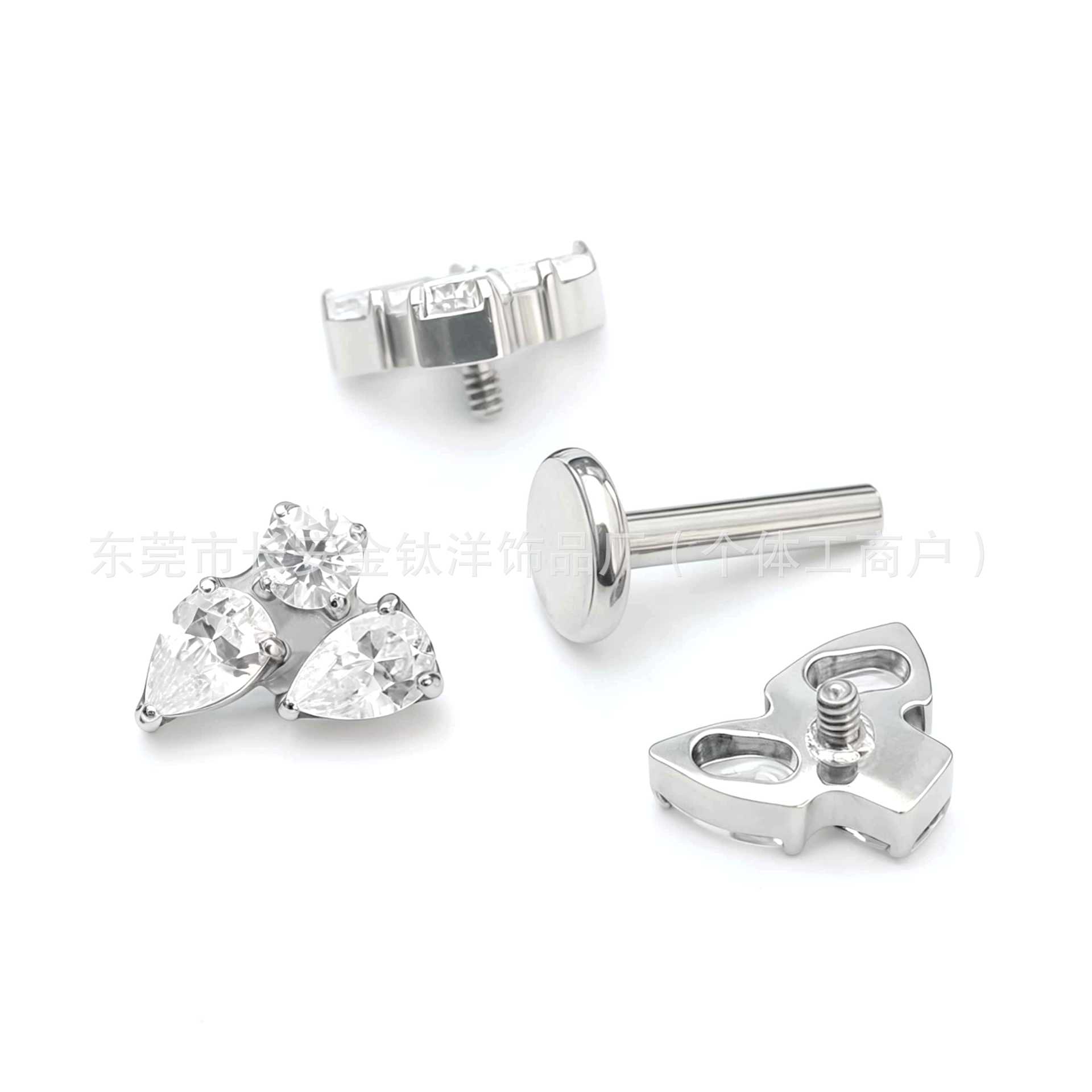 F136 Titanium Water Drop Zirconia Labret Stud Ear Lip Nose Ear Bone Piercing Jewelry G23 Titanium Alloy - Image 2