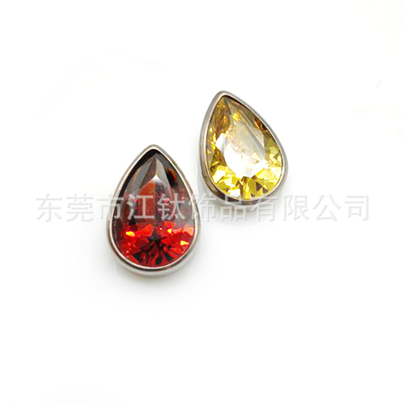 Titanium Teardrop Earring with 5A Zircon - G23 Alloy Implant Grade Cartilage Stud for Ear Piercing - Image 5