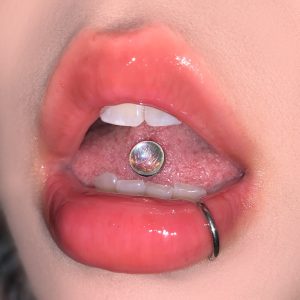 6-Color Shell Glitter Laser-Coated Tongue Barbell 316L Surgical Steel Externally Threaded Sexy Piercing Jewelry