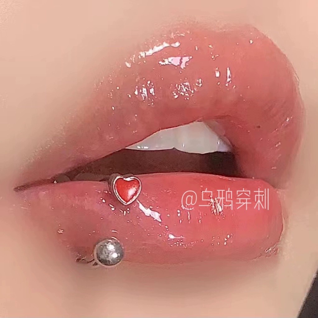 Red Heart 12mm Horseshoe Lip Ring 316L Surgical Steel External Thread Lip Hoop Piercing Jewelry Sweet Cool Style Wholesale - Image 3