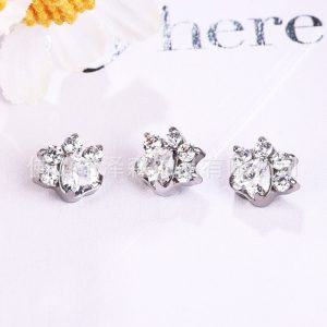 F136 Titanium Alloy Cat Claw Ear Studs, Ear Bone Studs, G23 Titanium Zirconia Lip Studs, Tongue Studs, Body Piercing Jewelry
