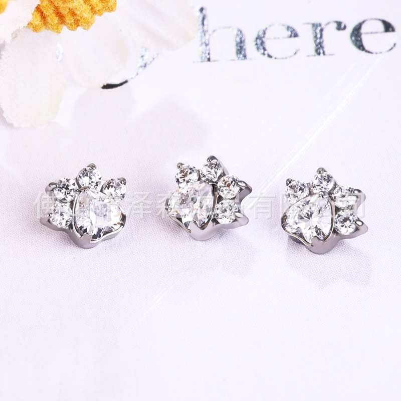 F136 Titanium Alloy Cat Claw Ear Studs, Ear Bone Studs, G23 Titanium Zirconia Lip Studs, Tongue Studs, Body Piercing Jewelry - Image 2