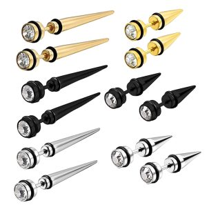 Fashion Titanium Steel Stainless Steel Pointed Cone Bullet Stud Earrings for Boys
