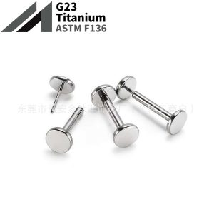 F136 Titanium Round Disc Insert Lip Stud Rod Pin Ear Stud Nose Stud Cochlear Ear Bone Stud G23 Titanium Piercing Jewelry