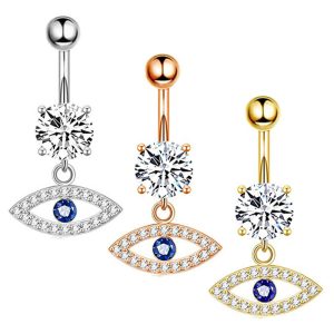 Rose Gold Moon Navel Ring Geometric Zircon Belly Button Ring Body Piercing Jewelry Wholesale