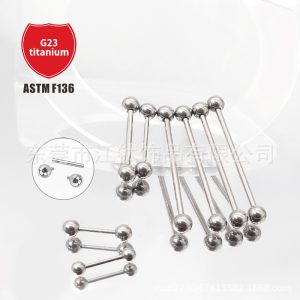 F136 Titanium Tongue Nail Internally Threaded Double Head Round Ball Straight Rod Body Piercing Jewelry Ear Bridge
