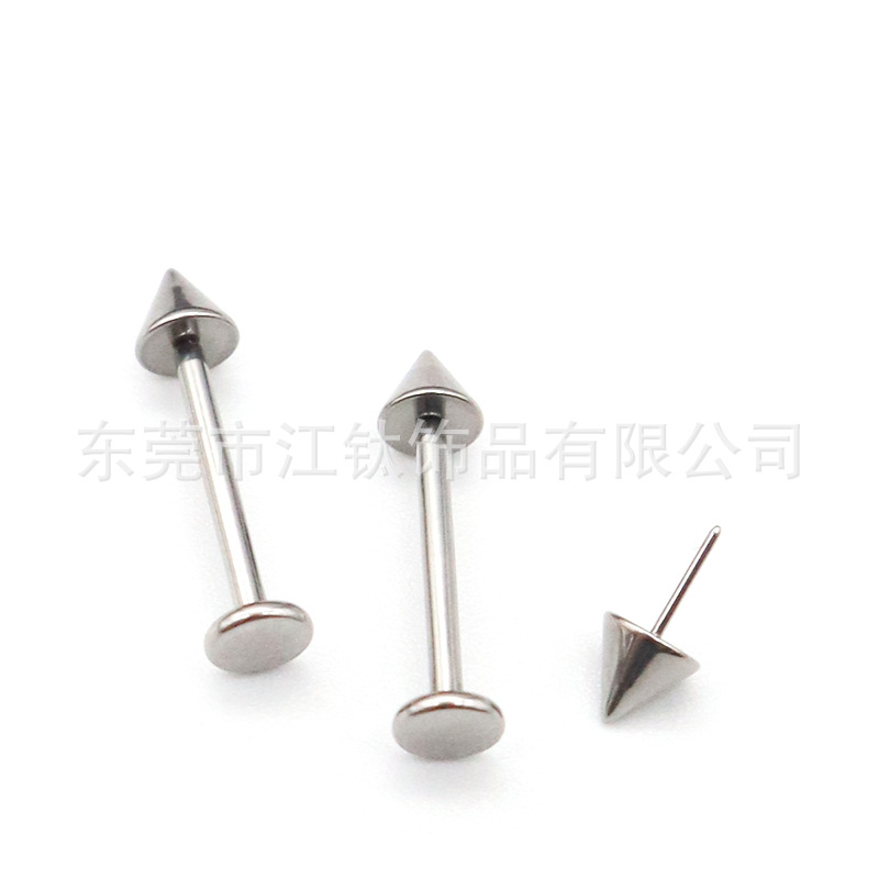 G23 Titanium Cone Pin Lip Nail Punk Devil Ear Cartilage Stud 3mm Spike - Image 2