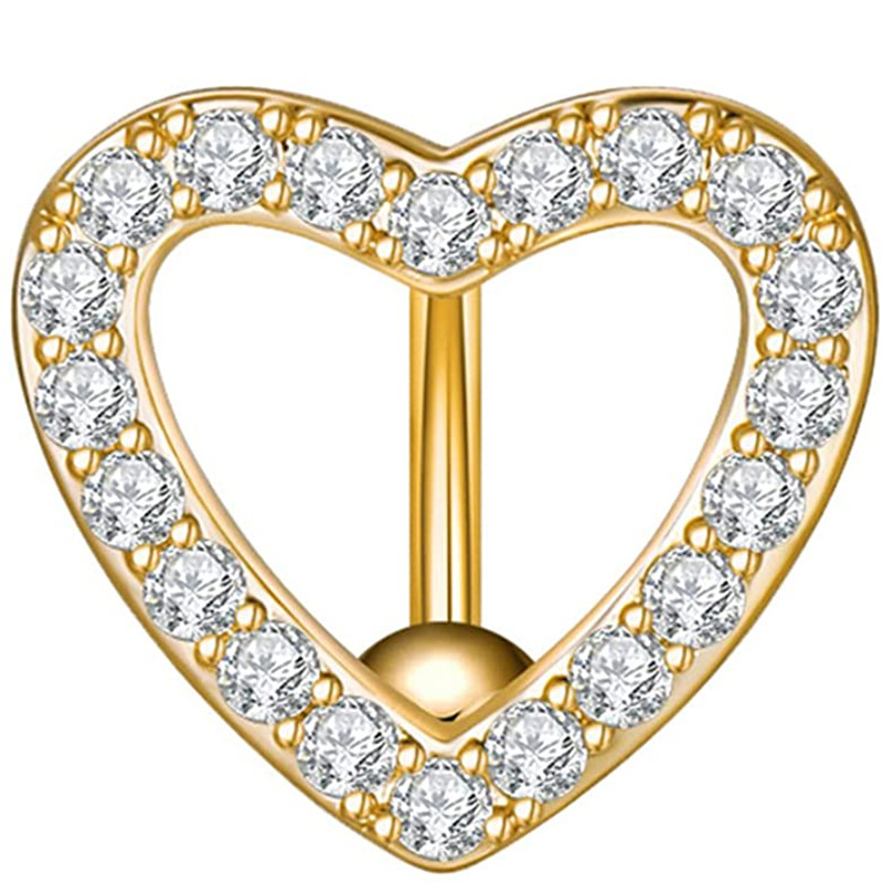Heart-Shaped Zircon Belly Button Ring Rose Gold Navel Piercing Jewelry Wholesale - Image 2