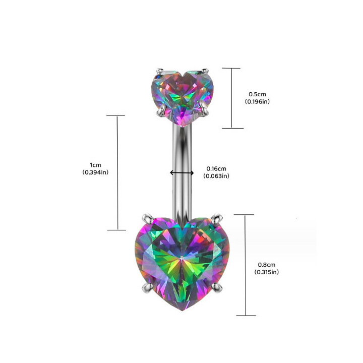 F136 Titanium Alloy Heart-Shaped Navel Ring - G23 Heart Zircon Navel Stud Medical-Grade Belly Button Jewelry - Image 4