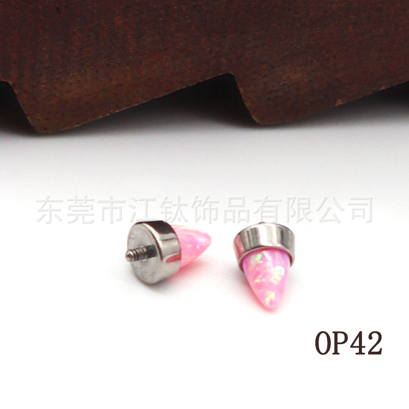 G23 Titanium Lip Jewelry Opal Sharp Cone Tongue Barbell Labret Stud Body Piercing - Image 4