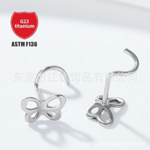 Titanium Butterfly Nose Stud - G23 ASTM F136 One Piece Simple Nose Piercing Jewelry